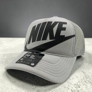 Nike Rise Structured Trucker Hat Youth Kids One Size Snapback Light Grey Cap NEW